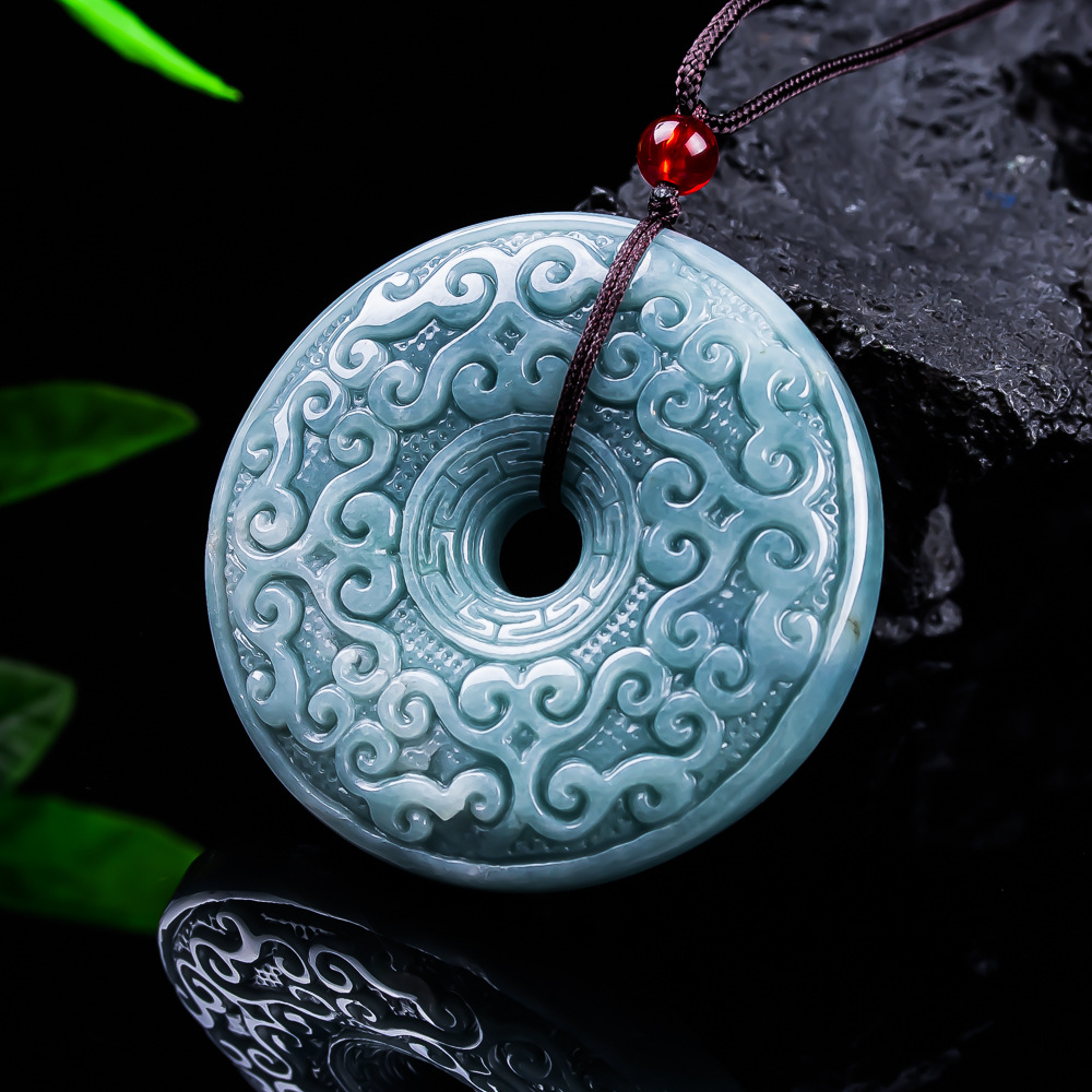 Necklace Pendant - Naturalny birmański jadeitowy wisiorek w kształcie