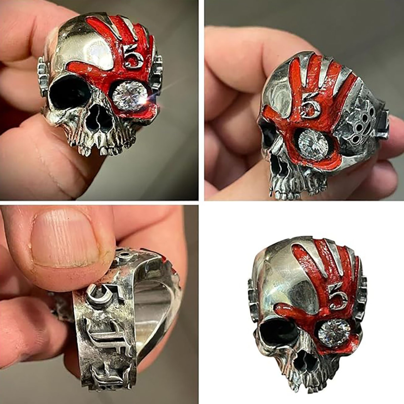 Pierścień z czaszką i pięcioma – Gothic Skull Ring recenzja i cena